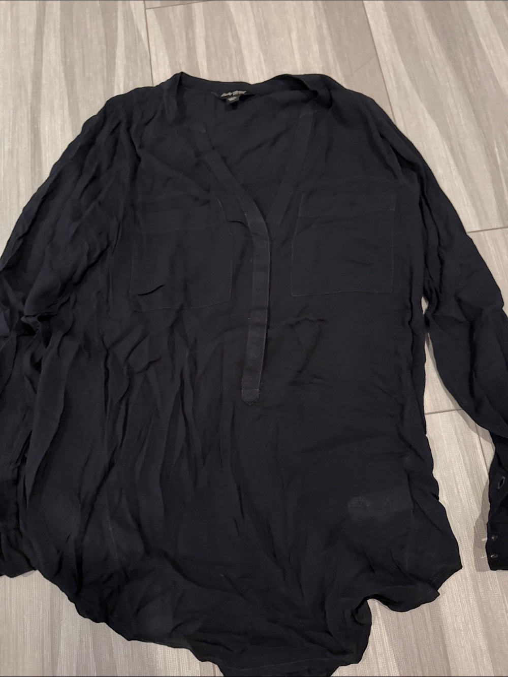 Lucky Brand Black Long-Sleeve V-Neck Blouse